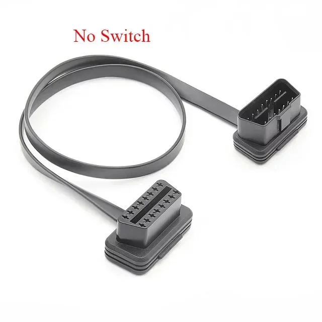 30/60/100CM OBD2 16 Pin Male To Female Right Angle Extension Cable With Power OBD Switch Cable Diagnostic Tools