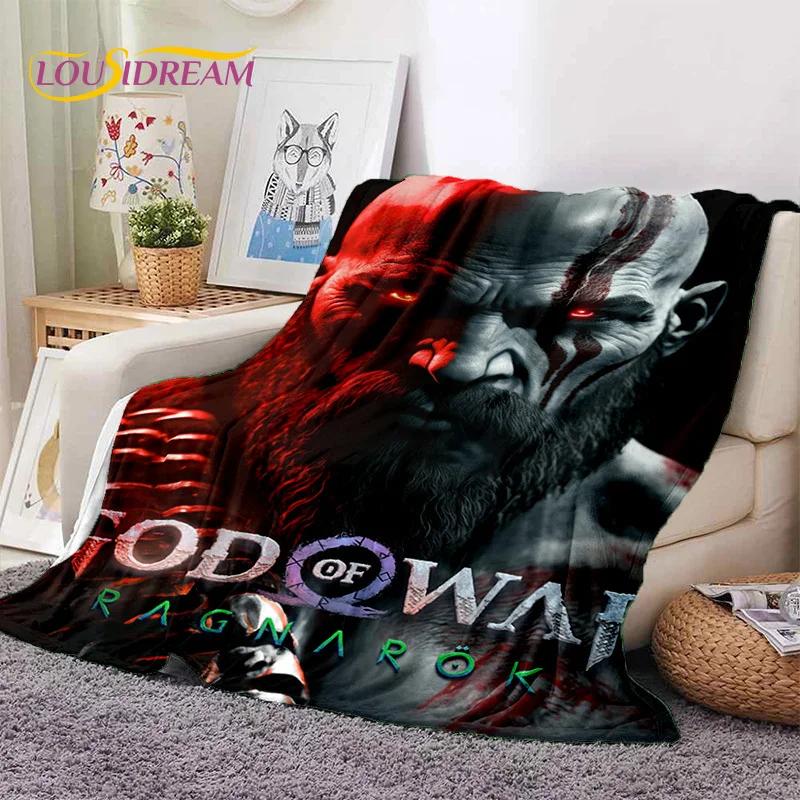 God of War Games Kratos Cartoon 3D Soft Blankets,Keep Warm Throw Blanket Comfortable Blanket for Picnic Beds Sofa Home Bedroom