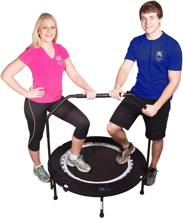 

ndoor Exercise Mini Trampoline for Adults with Bar | Fitness & Weight Loss| Free S