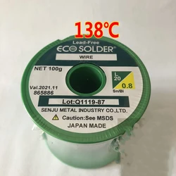 Japan SENJU lead-free solder wire low-temperature solder wire 42% Sn 58% Bi wire diameter 0.8mm without flux