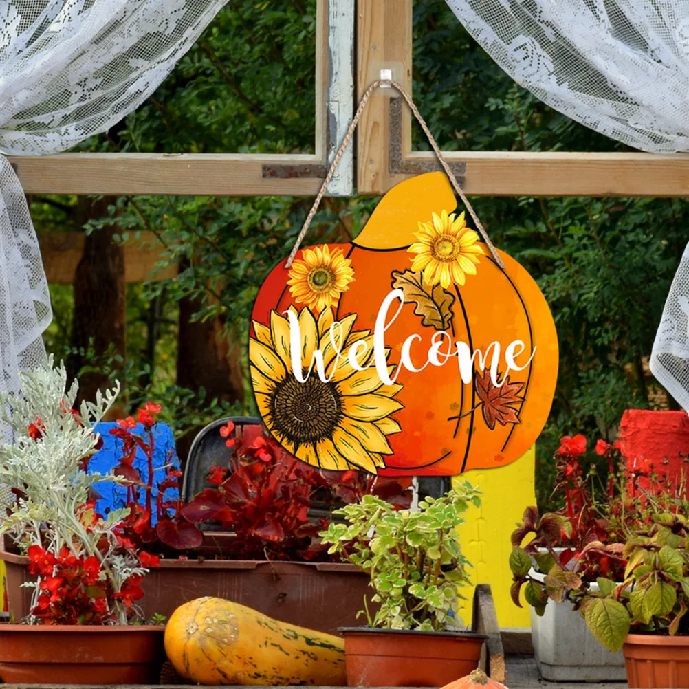 

Festive Sunflower Pumpkin Wooden Sign Party Decoration Pendant Home Decors Door Hanging Wall Decorations Dining Room Emblems