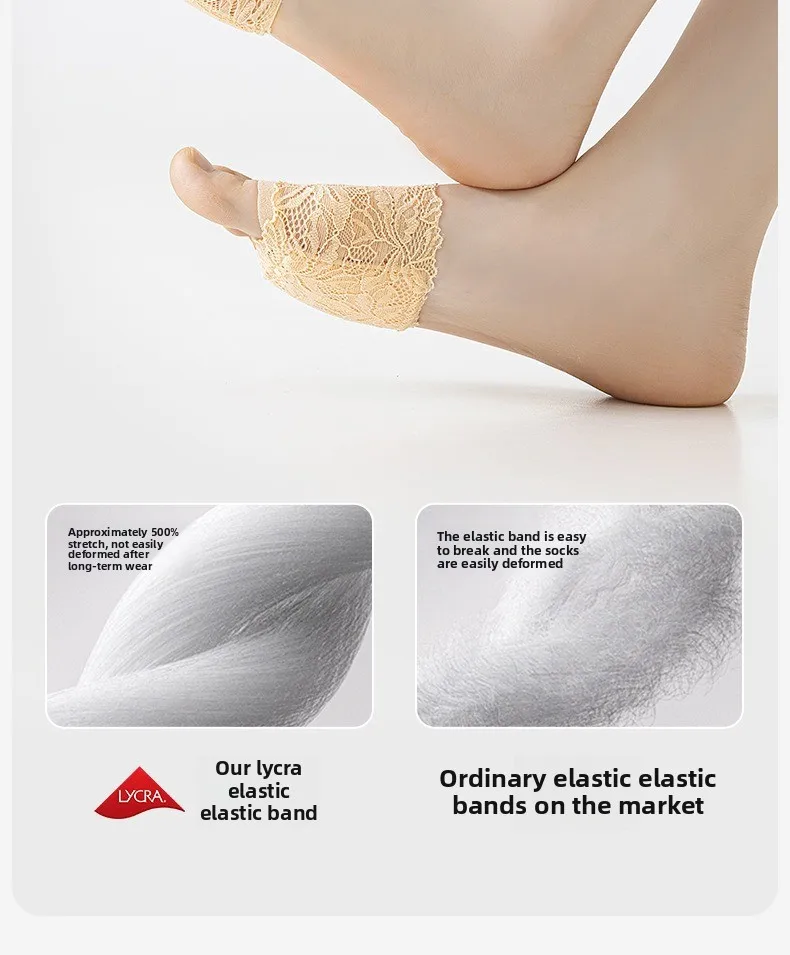 Sommer dünne Spitze unsichtbare Socken Split Toe Vorfuß Socken für Frauen High Heel Hausschuhe Schuhe atmungsaktive Spitzensocken für Halloween – Detail 16