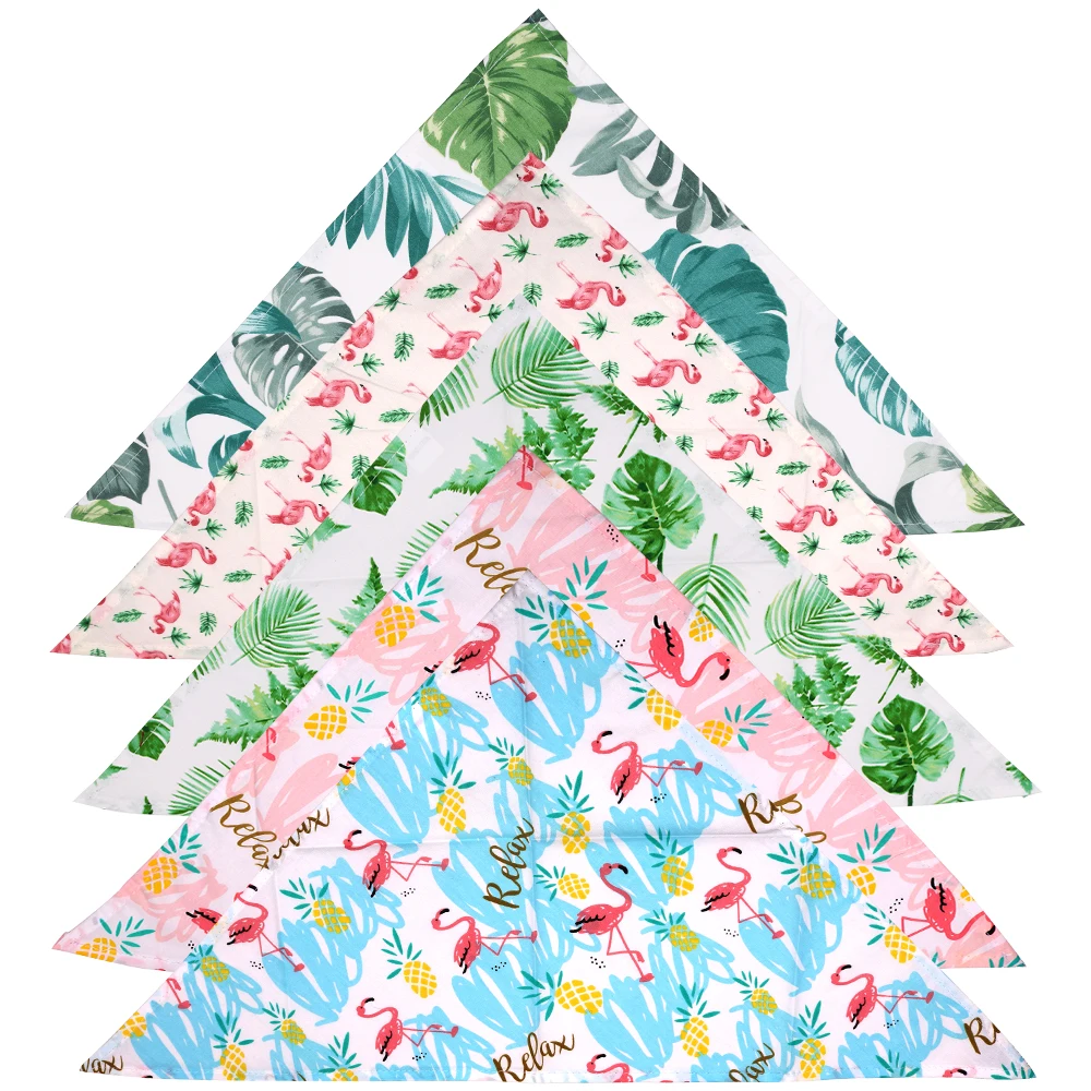 50X Summer Rain Forest&Flamingo Pet Puppy Dog Scarf Bandanas Adjustable Kids/Baby Bibs Triangular Dog Accessories Pet Supplies