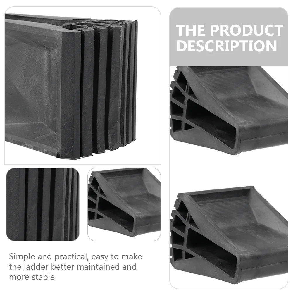 4 قطعة قدم سلم حامي عدم الانزلاق المطاط الحصير دائم مقاومة للاهتراء تصميم بسيط مستقرة سلم قدم يغطي #6