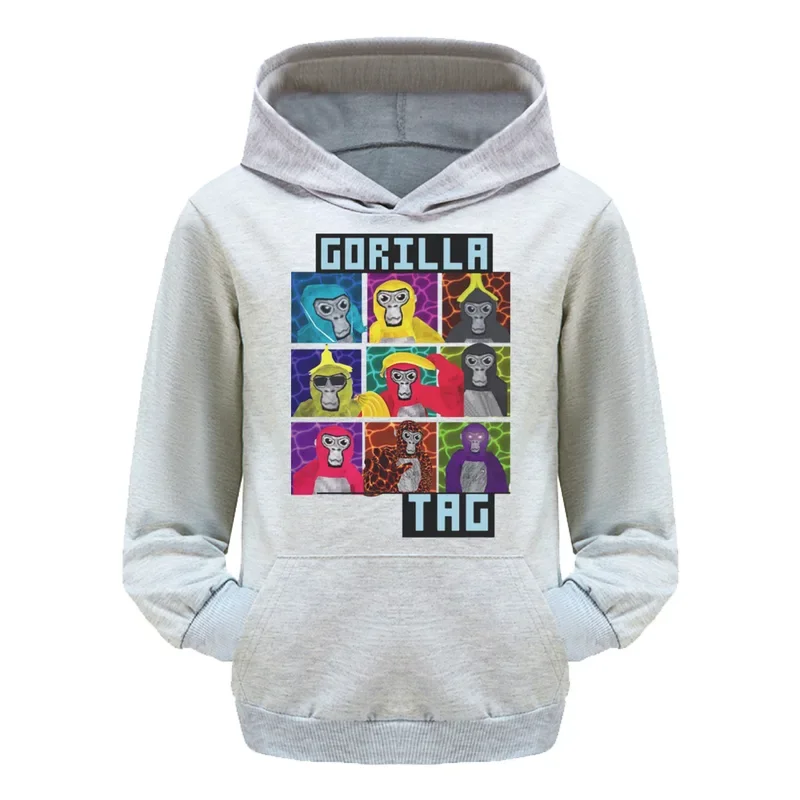 2024 Cartoon Gorilla Tag Set di vestiti per bambini Gioco VR Scimmia Felpa con cappuccio Bambini Autunno Felpe con cappuccio Pantaloni 2 pezzi Set Ragazzi Abiti