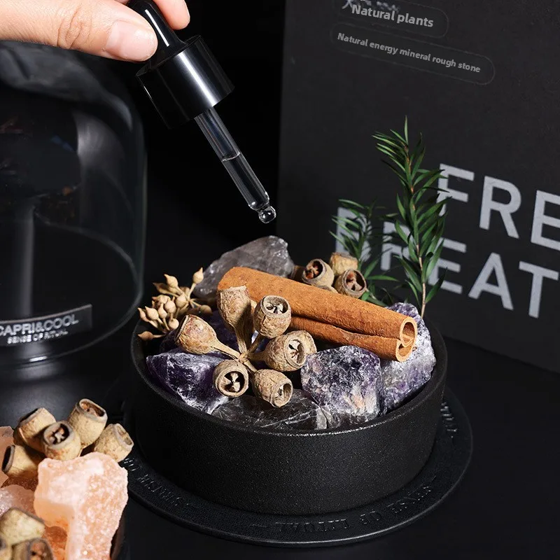 Flameless Aromatherapy Diffuser Stone Gift Set with Crystal Stones – Elegant Style and Long-Lasting Fragrance