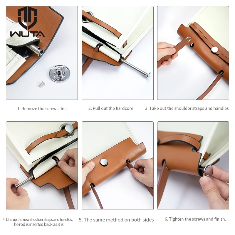 WUTA 100% Genuine Leather Bag Strap For Hermes Herbag Shoulder Strap 110CM Modified Replacement Short Straps Bag Accessories