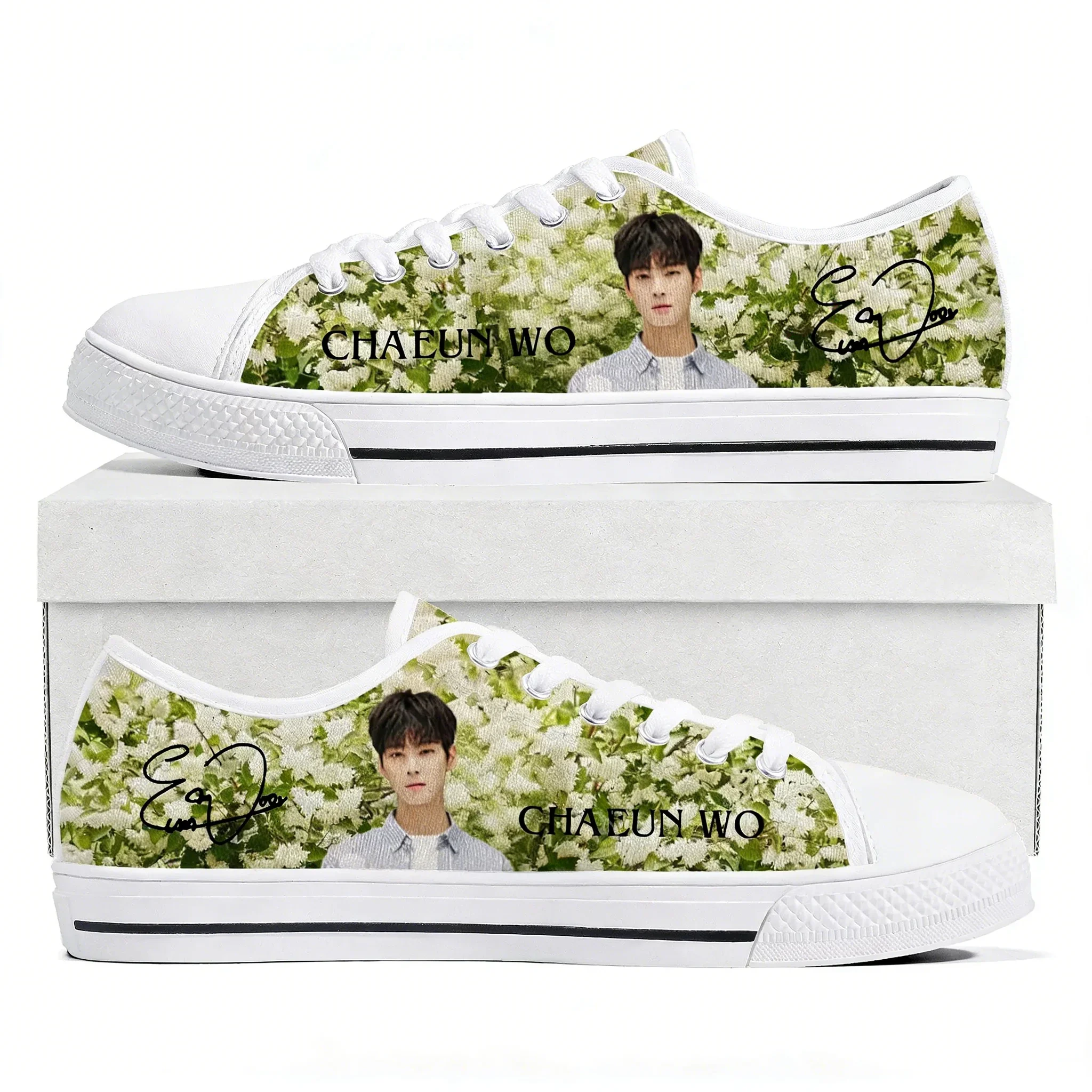 KPOP Cha EunWoo Low Top Lightweight Sneakers Mens Womens Teenager Canvas Sneaker Casual Couple Hiking Lightweight Shoes view 2