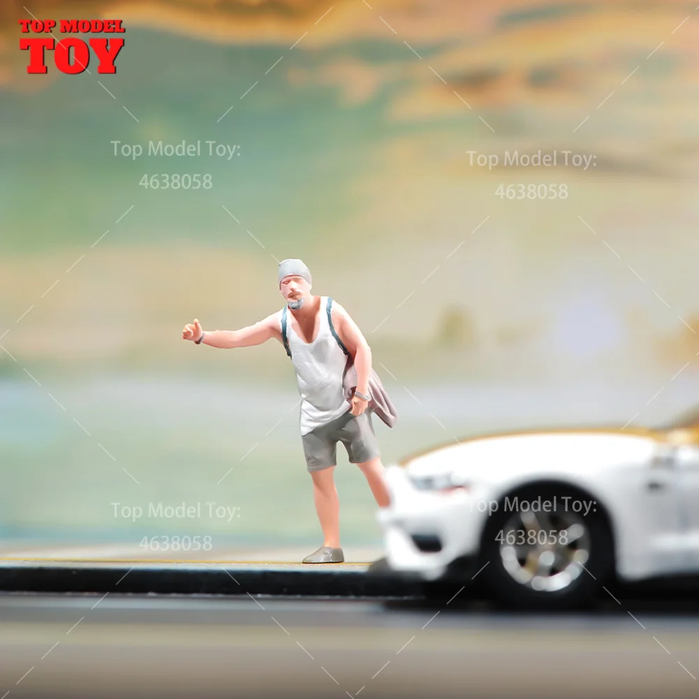 Painted Miniatures 1/24 1/64 1/43 1/87 Blocking Car Backpack Young Man Male Scene Figure Doll Unpainted Model For Vehicles