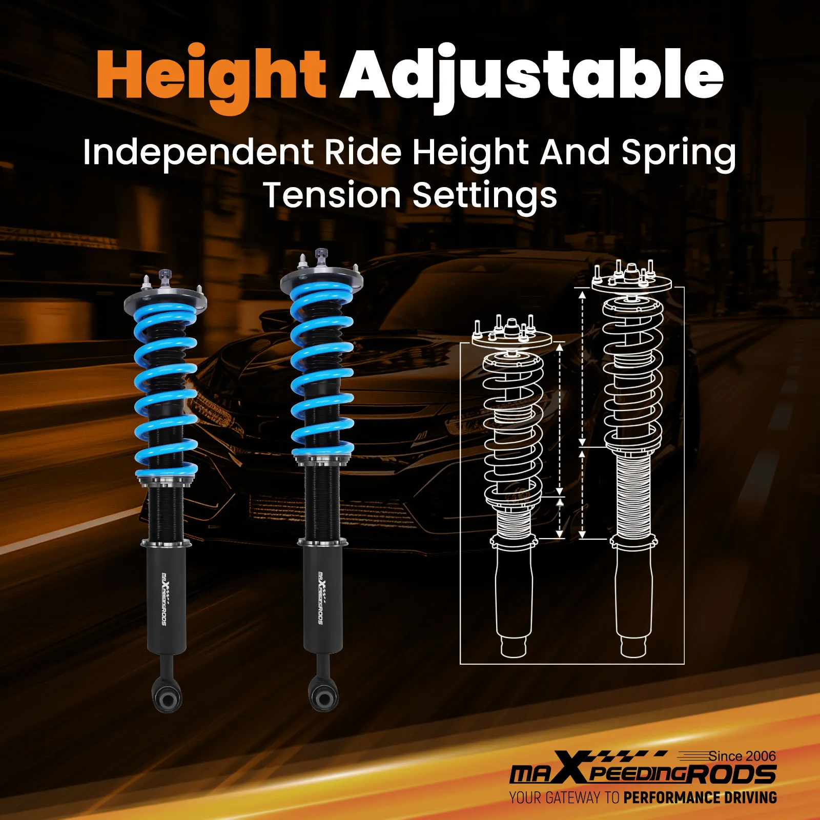 

MaXpeedingrods 24 Level Adjustable Coilovers Kit for Cadillac CT6 AWD 2016-2020