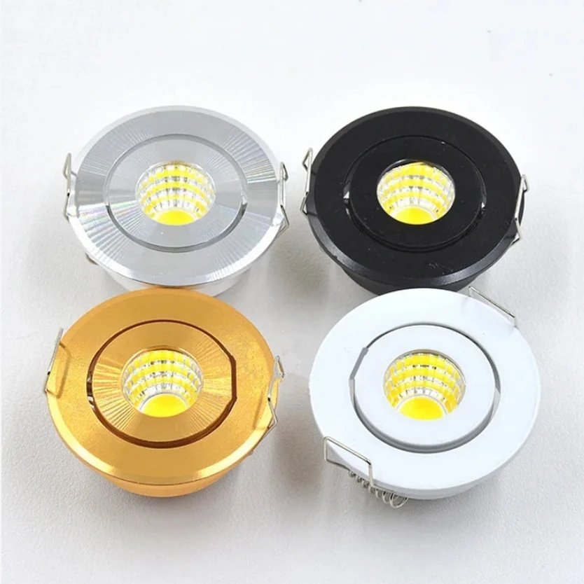 LED Downlight Mini 3W COB Ceiling Recessed High Brightness Spot light Angle Adjustable Cut Hole 42-45mm warm white Natural White