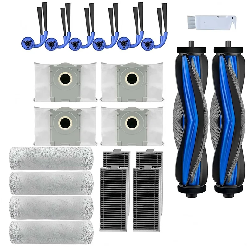 

【CODE】Main Side Brush Dust Bag Roller Rag Filter Replacement Kit(21PCS) For Ecovacs Deebot X9 Pro Omni/X9 Pro Vacuum