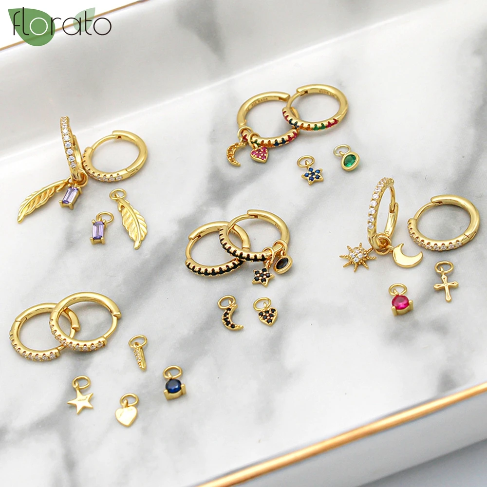 

925 Sterling Silver Needle Sun/Star/Moon/Heart Earrings for Women Fashion Set Hoop Earrings Wedding High Luxury Jewelry Gifts