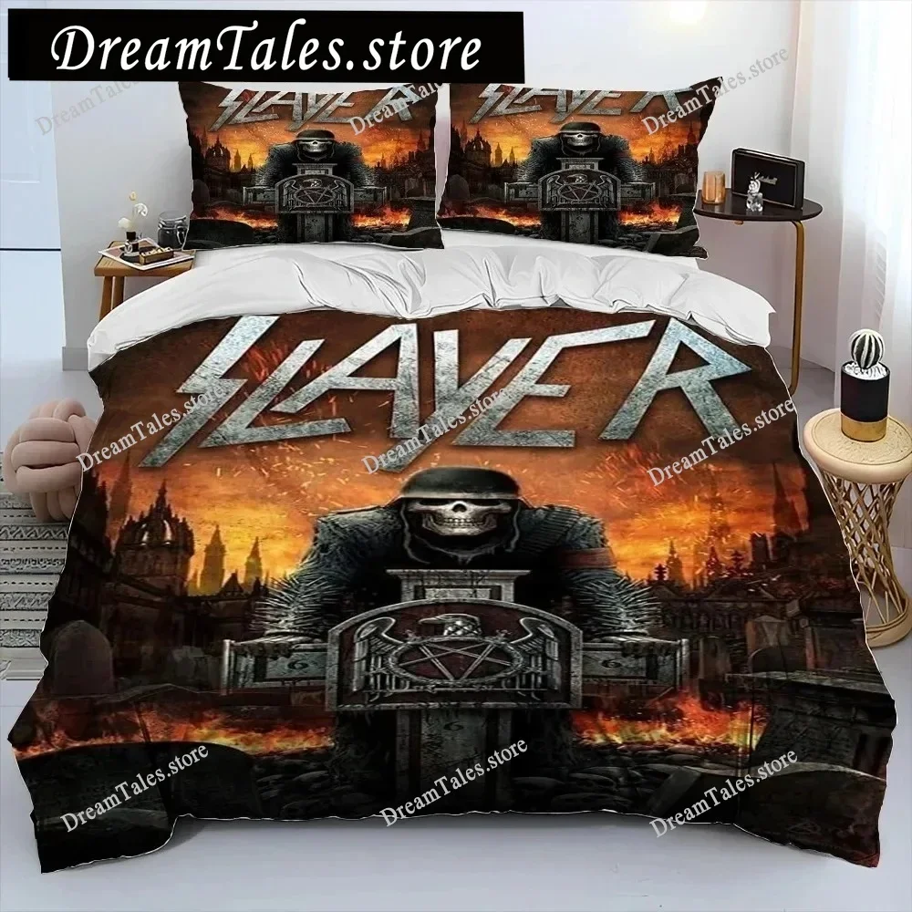 Slayer Heavy Metal Band Music Comforter Bedding Set,Duvet Cover Bed Set Quilt Cover Pillowcase,king Queen Size Bedding Set Kids3