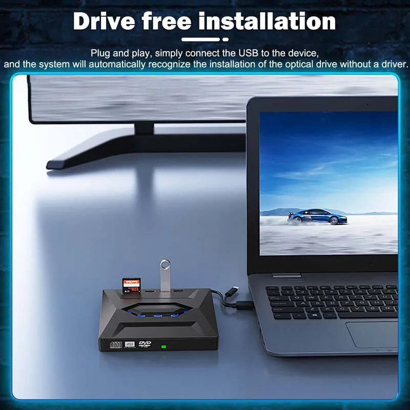 Obrázek 4: USB 3.0 typ 3-in-1 multifunkční externí mobilní pohon cédéčko DVD čtečka palič, sdà­let karta, U kotouč hráč číst rychlost cédéčko rom 24X CD-RW