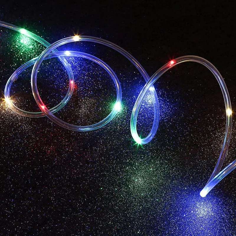 YO-LED 로프 스트링 조명, 정원 파티 장식용, 여러 가지 빛깔의 야외 방수 요정 조명, 33FT, 100 LED, 8 가지 모드