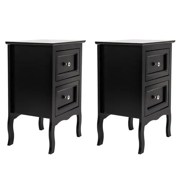 Black country style large two-story bedside table