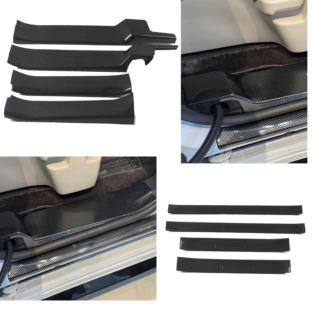 

For Toyota Sienna 2021 2022 ABS Carbon Fiber Guards Anti-kick Scratch Door Kick Guard Threshold Car Door Sill Protector Sticker