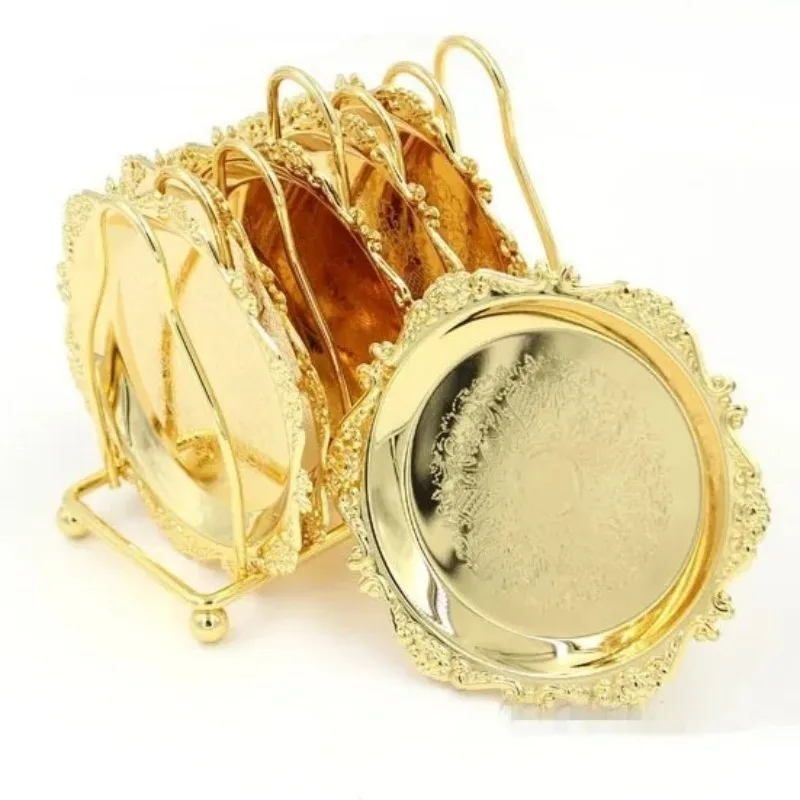 

Cake tray metal relief small tray retro tea cup holder jewelry storage tray