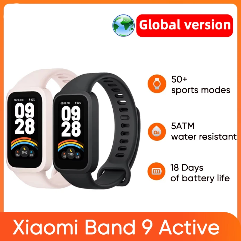 Xiaomi Band 9 Active Global Version Mi Smart band 9 Active Bracelet 1.47'' Blood Oxygen Heart Rate 5ATM Waterproof Wristband