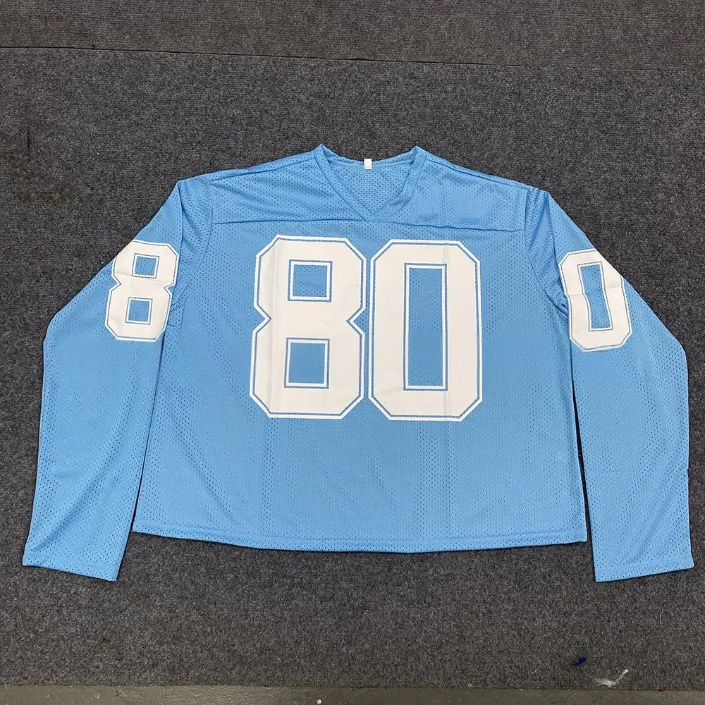 

Новая летняя дышащая быстросохнущая футболка с длинными рукавами и цифровым принтом на футбольной тематике 2025, свободная сетчатая дышащая футболка для женщин