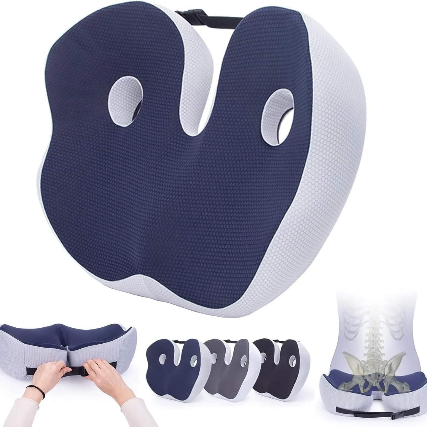 

New Thickened Memory Foam Seat Cushion, Non-Slip Office Chair Pad for Hemorrhoids & Tailbone Pain