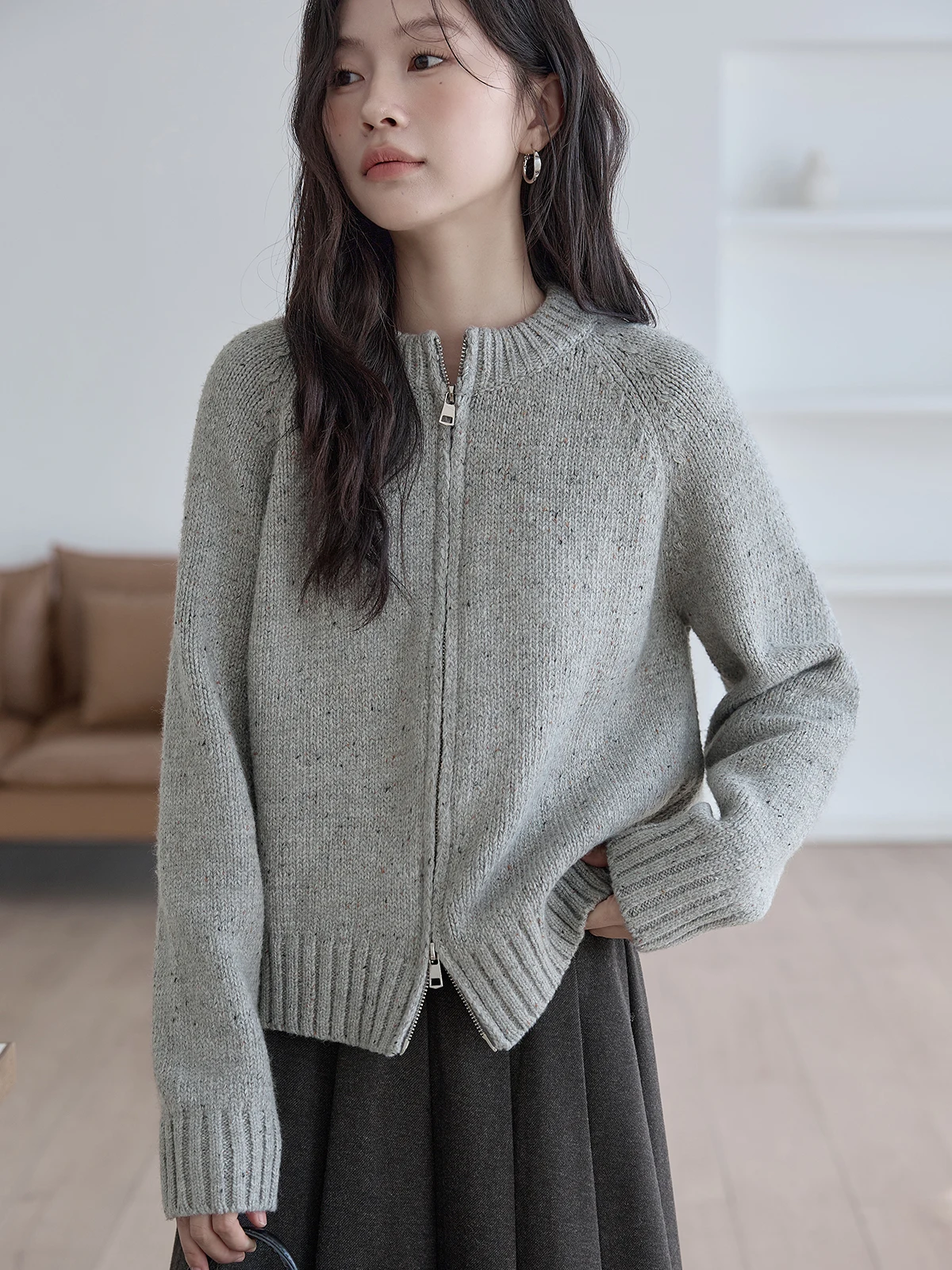 

ay Knitted Sweater Women's Faion Spring New Small Design Unique Ele Versatile Open Cardigan Commute Sle Loose Fit