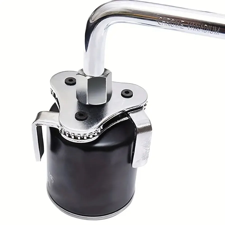 Universal Adjustable Oil Filter Wrench From 2-1/2 inch to 4.5 inch Oil Filter Wrench Tool Set With 3 Jaw Uninstall Removal Key