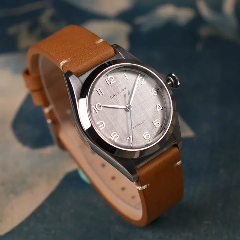 Baltany New 2025 Men's Automatic Mechanical Watch NH38 Sapphire Crystal Heat-Treated Blue Hands Stainless Steel Reloj Hombre