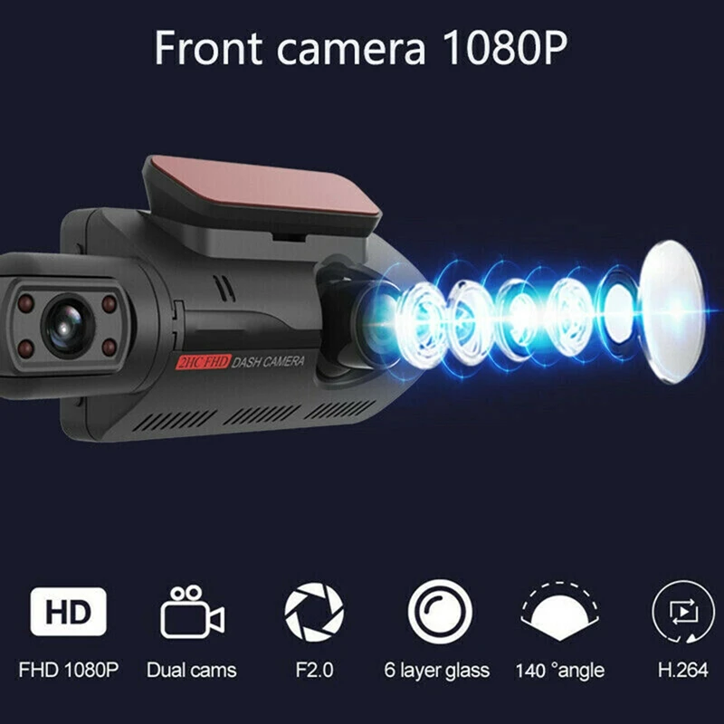 Dual Lens Dash Cam Car DVR Front And Inside Camera Video Driving Recorder Parking Monitor Night Vision G-Sensor 1080P