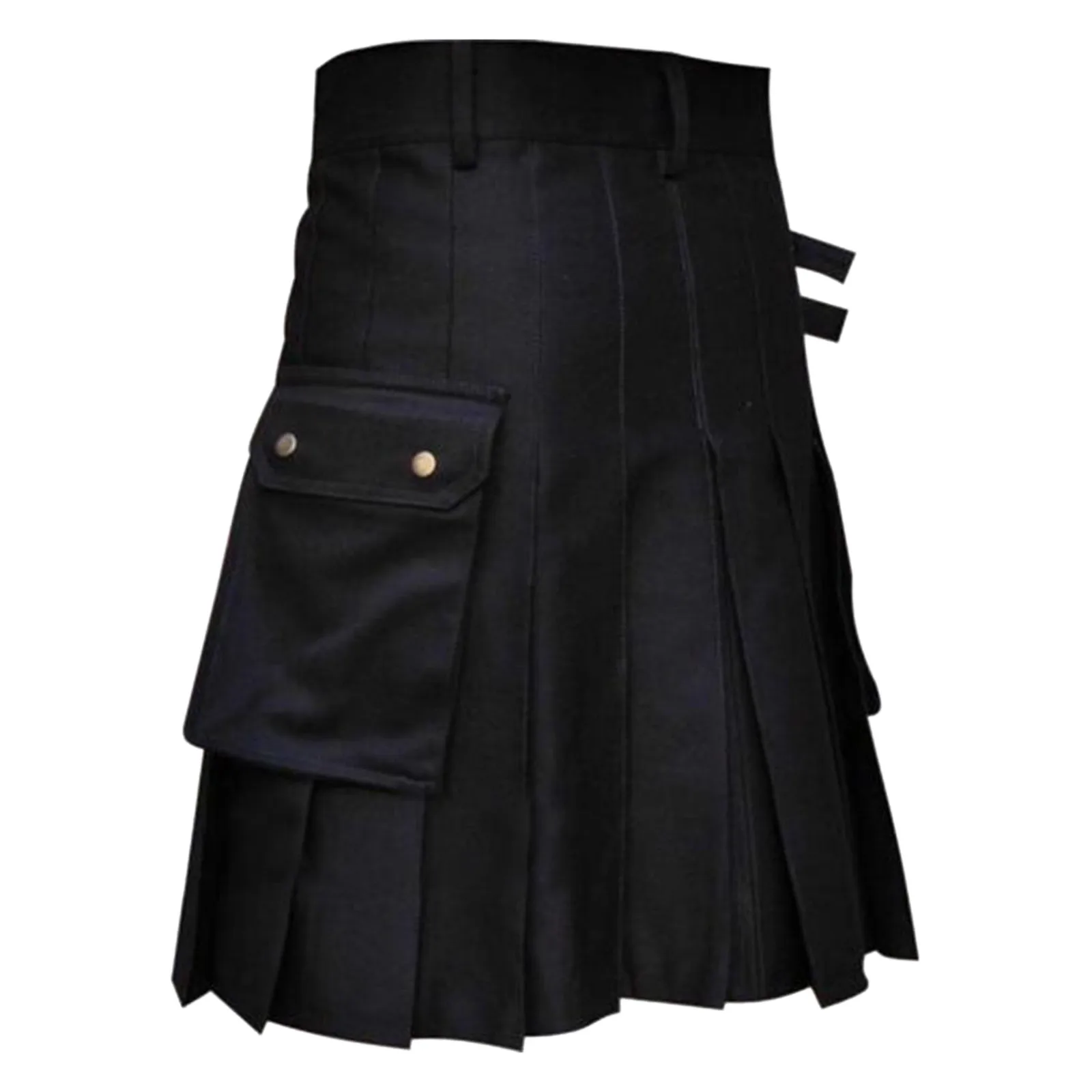 Kilt de poche gothique vintage pour hommes, kilt cargo, ceinture en métal, jupe plissée, mode cool, document solide, haute qualité, 2023