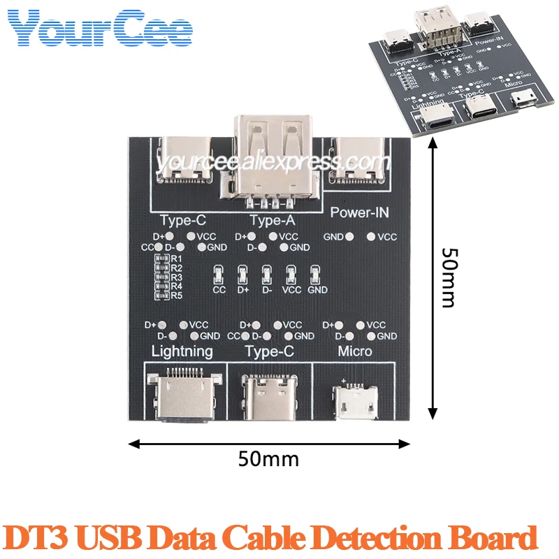 2pcs/1pc DT3 USB Cable Detection Board Module Tester Data Line for Micro Type-C Fast Charging Charger Cable Anomaly Detector