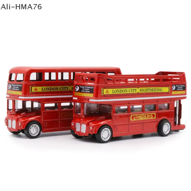 1 Uds. Coche de juguete de simulación de Metal 1:64 Vintage británico Europa doble autobús coche de aleación fundido a presión modelo antiguo juguetes para niños