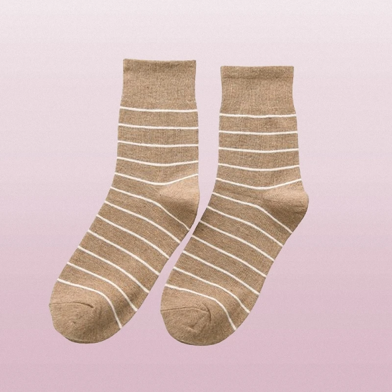 3/6 Pairs 2024 Striped Women Fashion Mid-tube Socks Breathable Comfortable Pure Cotton Simple Versatile Long Tube Stacked Socks