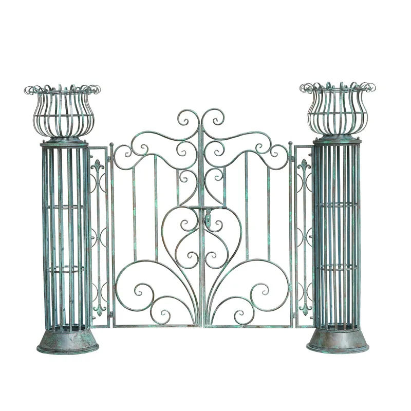 Foreign Order Retro Old Courtyard Entrance Door Villa Garden Door Outdoor Rust-proof Plant Climbing Vine Decorative Flower Stand