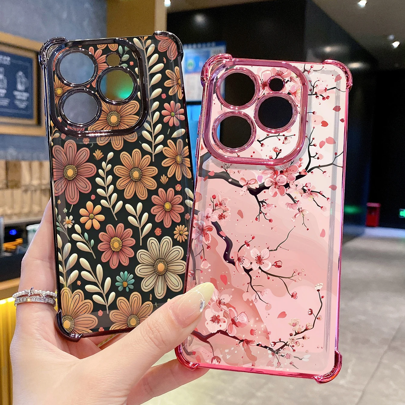 Совместимый с Infinix Hot 50i 40i 40 Pro 30 Play Smart 9 8 Деревьев Цветочное прозрачное покрытие Чехол с защитой от падения Совместимый с Infinix Hot 50i 40i 40 Pro 30 Play Smart 9 8 Деревьев Цветочное прозрачное покрытие Чехол с защитой от падения