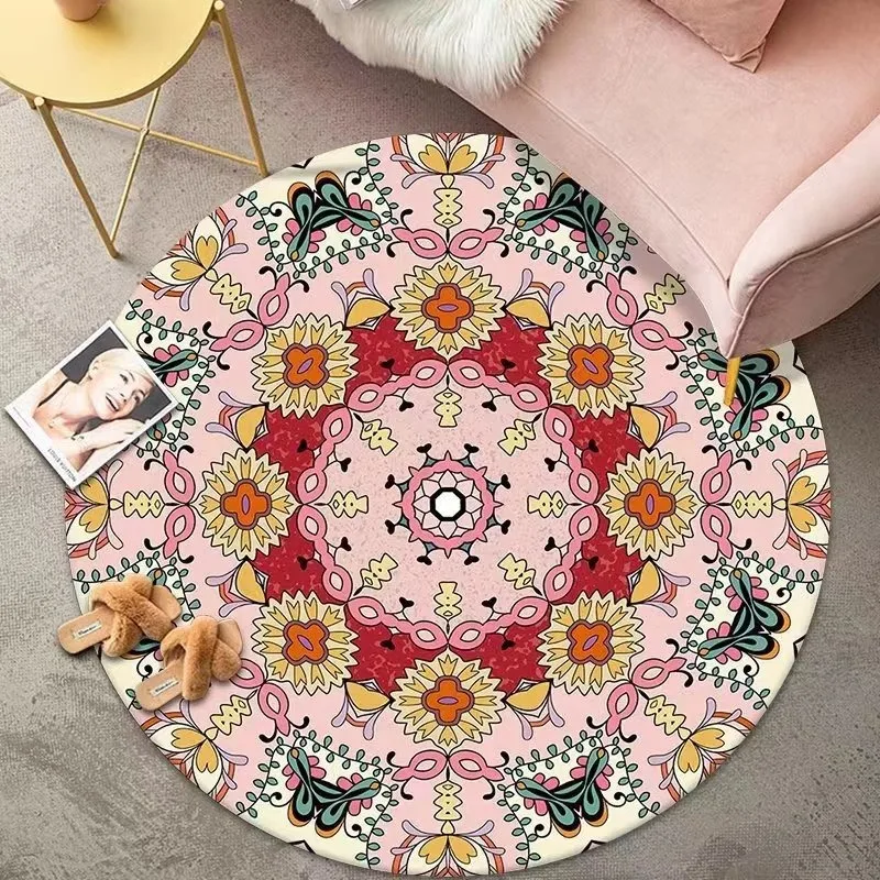 سجادة مستديرة من Bohe بنمط عرقي على شكل دائرة لغرفة المعيشة، سجادة أرضية وكرسي وطاولة القهوة وديكور بجانب السرير، جميل وكلاسيكي جدًا