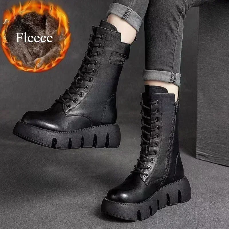 

New Fashion Women's Ankle Boots Winter Plush Warm Platform Zip Shoes Female Waterproof Boot Botas De Mujer Thigh High Boots 2024