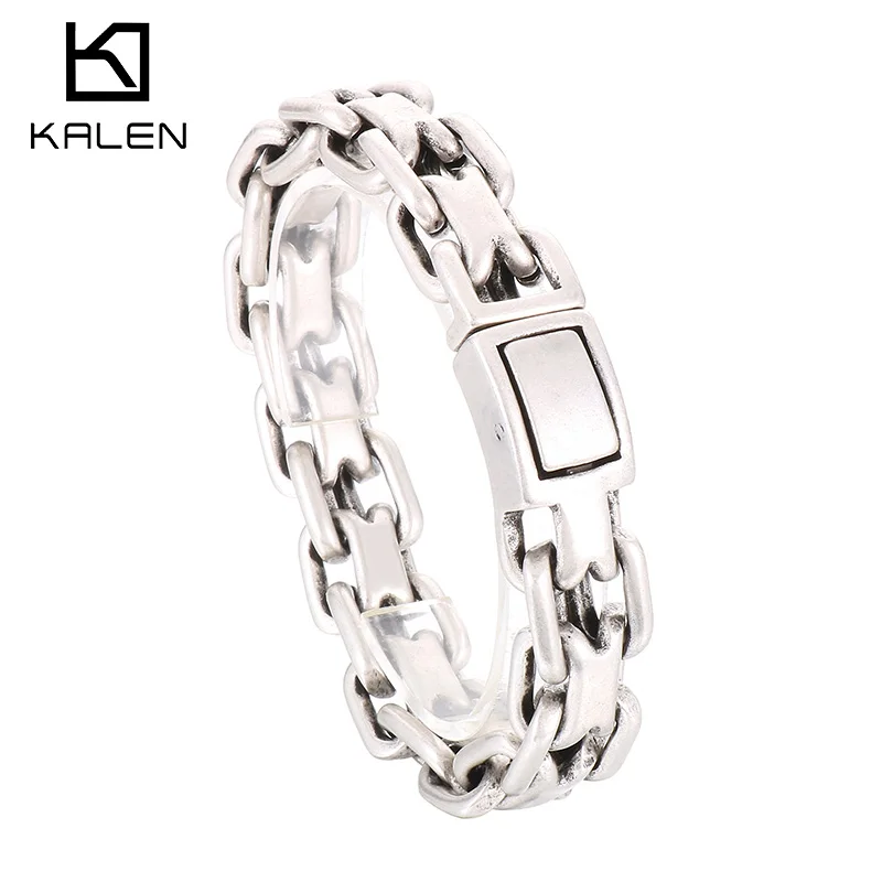 KALEN Retro Do Old Men's Stainless Steel Creative 16mm O Word Bracelet Men Jewelry Gift