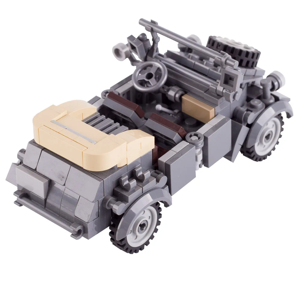 MOC WW2ทหาร US GermanTrucks ถังรถ Building Blocks ตัวเลขกองทัพอาวุธยานพาหนะอุปกรณ์เสริมรุ่นอิฐของเล่นเด็ก