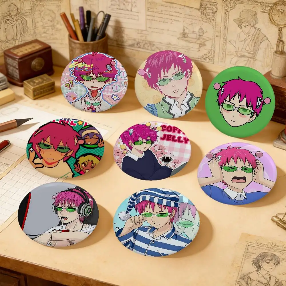 Anime S-Saiki K-Kusuo Exquisite Tinplate Brooches Sleek Badge Lapel Pins For Bag Accessories Practical Souvenir Gifts