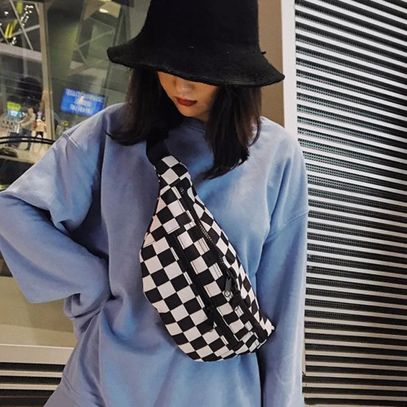 

Fashion Chessboard Checker Waistpack for Women New Chest Bag Men's Waistpack Cute Belt Bag