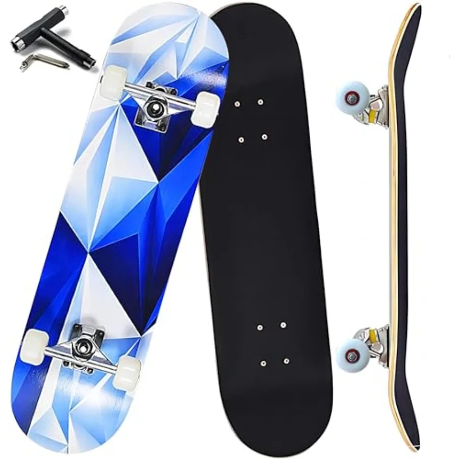 

Pro Complete Skateboards for Beginners Girls Boys Youths Teens Adults 31x8 Skate Boards 7 Layers Canadian Maple Double Kick Dec