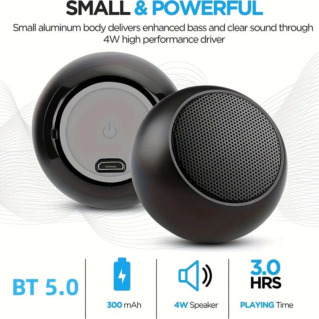 TWS Portable Bluetooth Speaker Mini Wireless Stereo Speaker 300mAh Battery Bluetooth Metal Heavy Subwoofer Outdoor Speaker