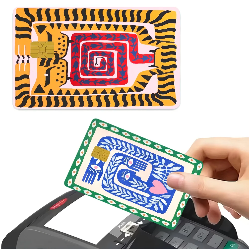 Ancient Egypt Tiger LeopardCredit Card Skin Stickers No Adhesive Residue Water Proof For VISA Credit Card Subway Access Card