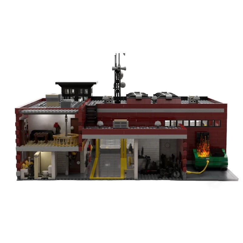 5176 PCS 맞춤형 소방서 MOC 맞춤형 모듈식 빌딩 블록 어린이 창의 디자인 모델 디자인 DIY 소년 조립 장난감 선물