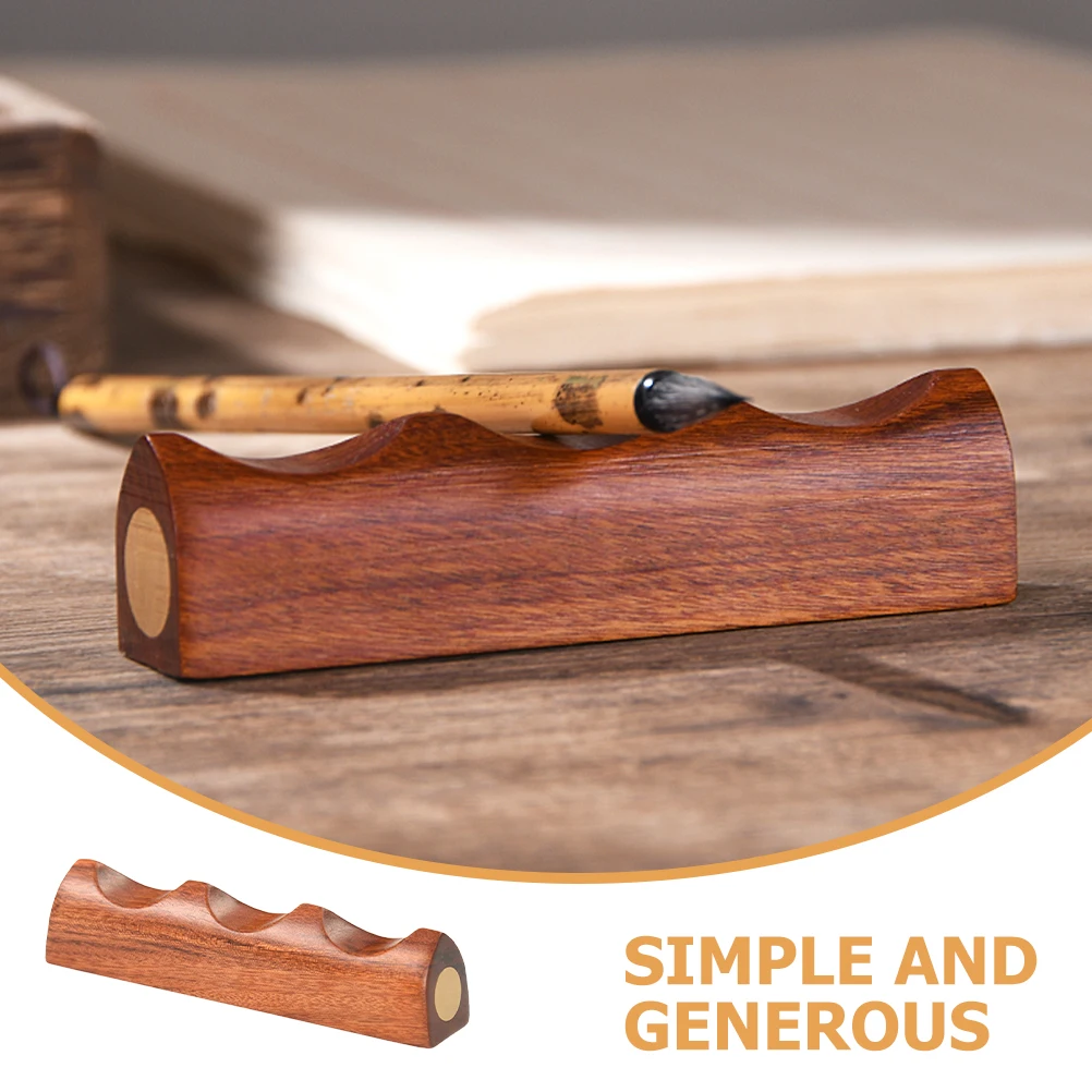 

Brush Pen Holder Chinese Calligraphy Red Sandalwood Rack Style Shelf Hanger Support