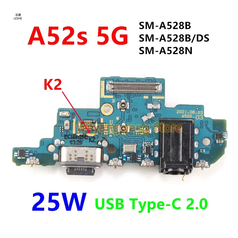 삼성 갤럭시 A52 4G A525F A52 5G A526B A52s A528B 수리 부품용 USB 타입-C 2.0 25W 충전 보드 도크 포트 플렉스 케이블