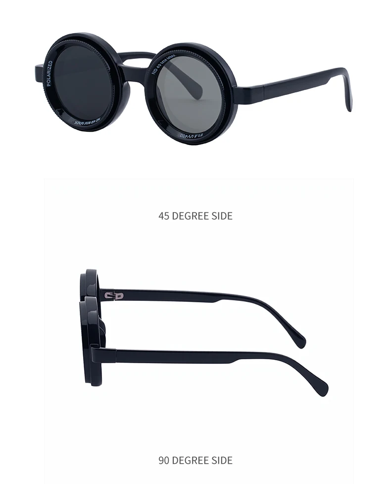 Polarisierte ND9 Verstellbare Dimm-Sonnenbrille für Herren 2026 Trendige Punk Runde Sonnenbrille UV400 Outdoor-Schutz Anglerbrille mit Filter – Detail 15