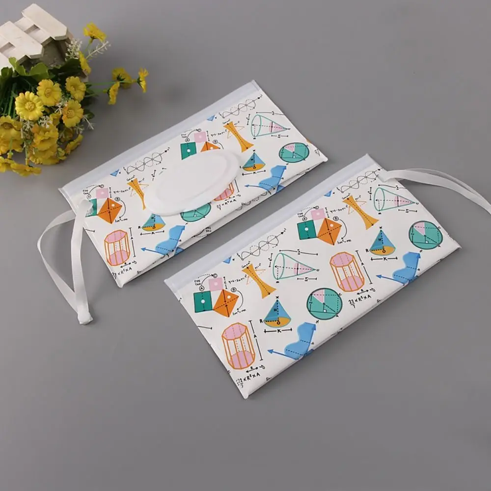 Cute Baby Wet Wipe Pouch Wipes Holder Case Flip Cover Snap-Strap Reusable Refillable Wet Wipe Bag Outdoor Useful Tissue Box